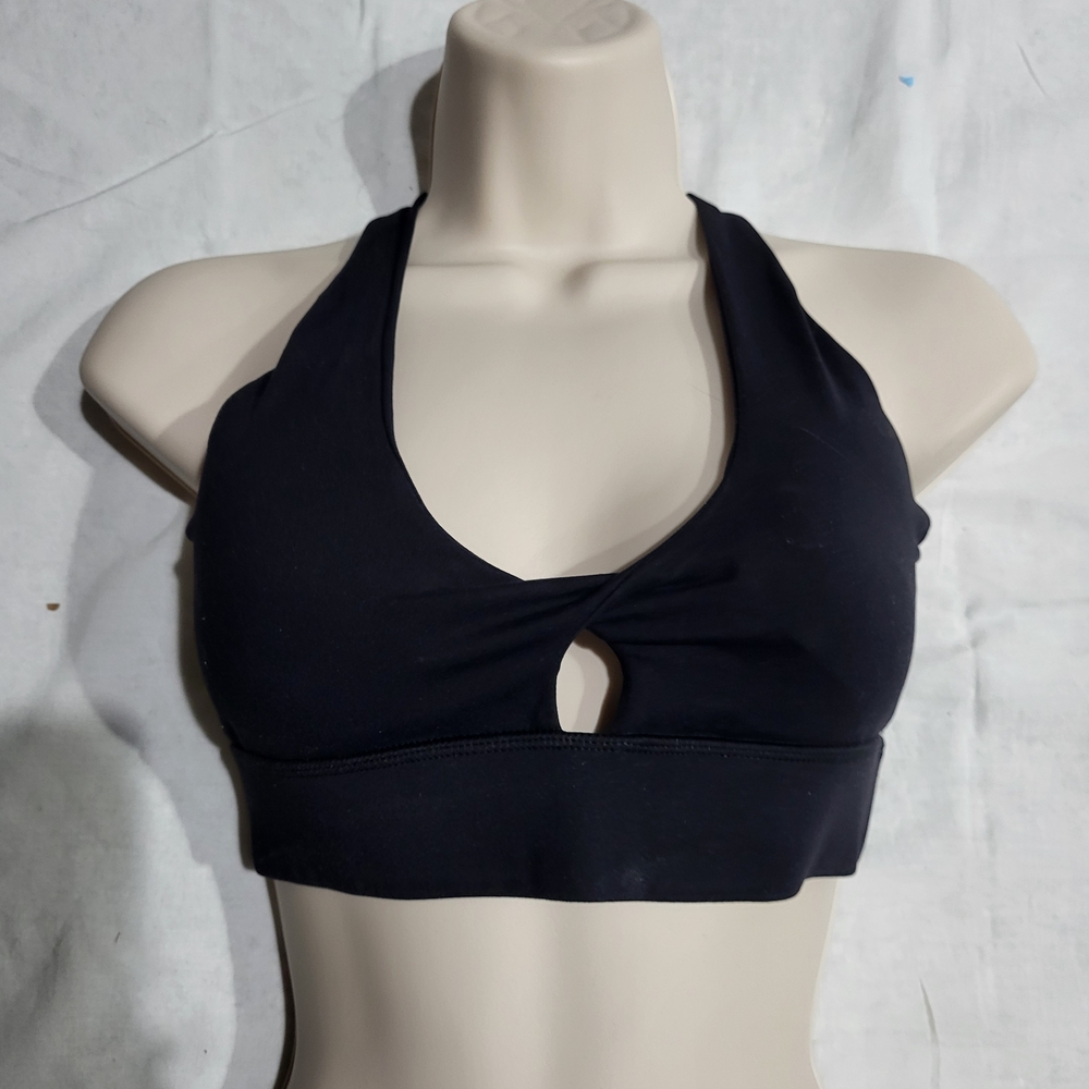 Black Sports Bra Criss Cross Back NWOT Small Spandex